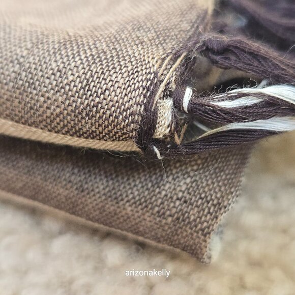 NWT Wool/Cotton Blend Lightweight Scarf Brown Tan Plaid Freeset Fabric - Picture 13 of 16